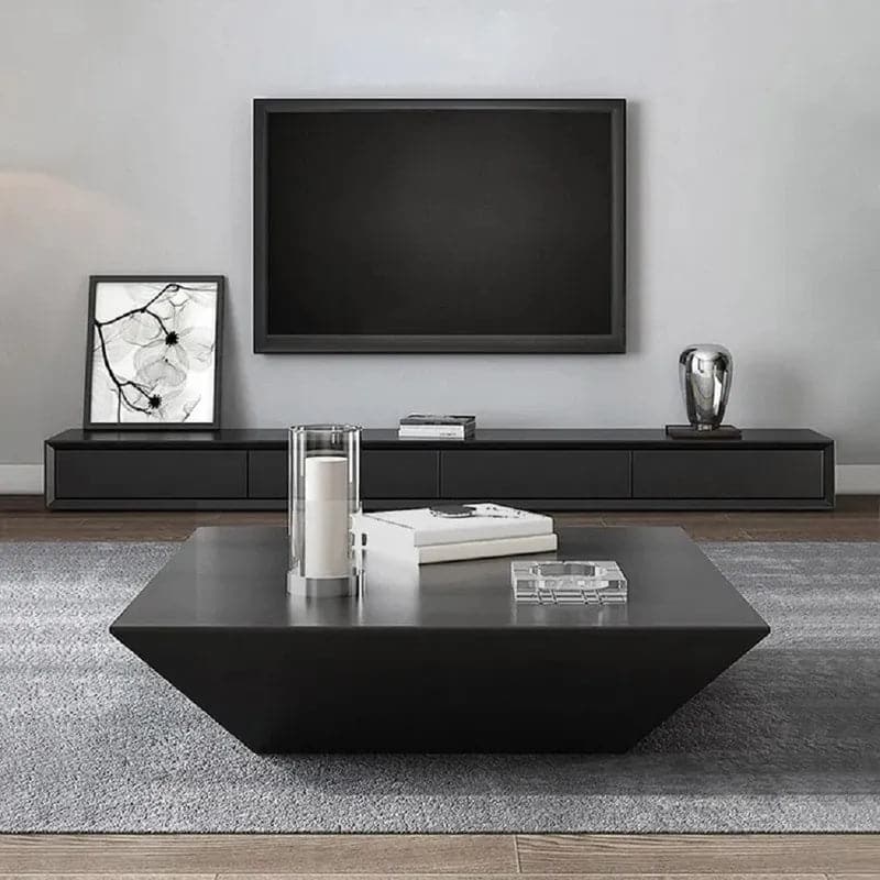 Modern 94 inches Black TV Stand Rectangle Media Console Wood with 4 Drawers#Black