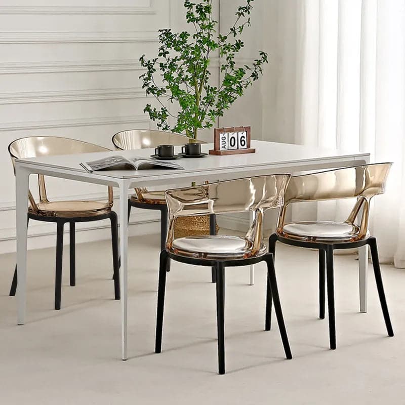 Chaise de salle à manger moderne en acrylique en ambre, chaises de table avec accoudoirs