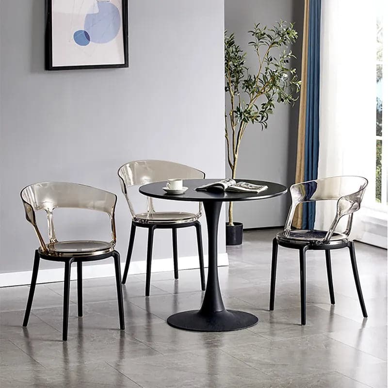 Chaise de salle à manger moderne en acrylique en ambre, chaises de table avec accoudoirs