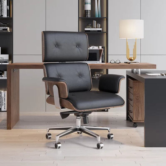 Modern Black Home Office Chair Upholstered Swivel Task Adjustable Height
