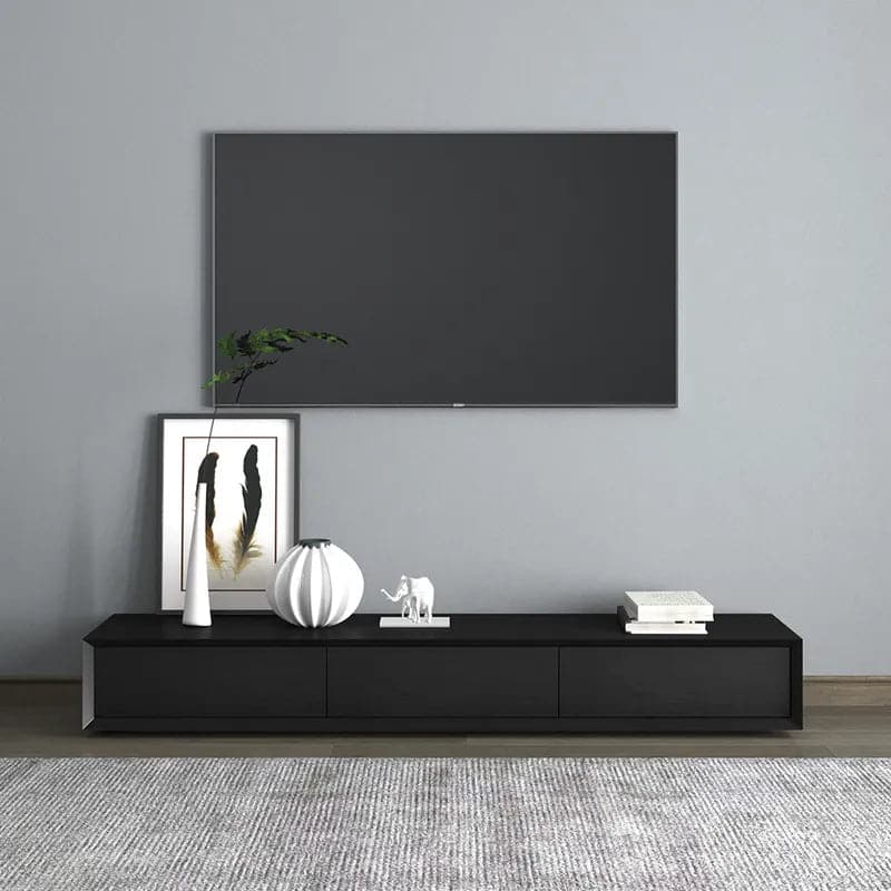 Modern Black Rectangular TV Stand Wood Media Console 3 Drawers for TVs Up to 80 Inches#Black
