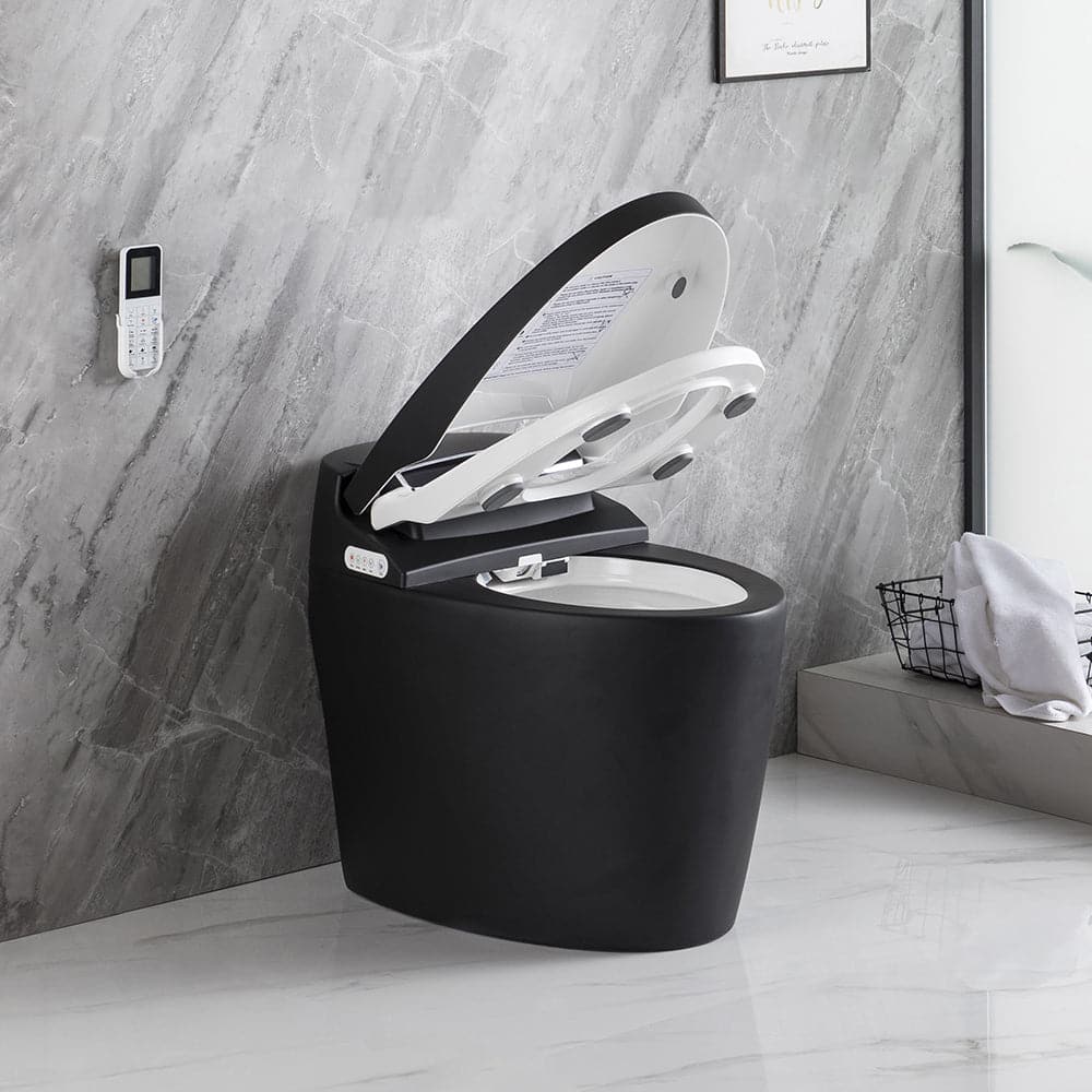 Modern White/Black Smart One-Piece 1.28 GPF Elongated Automatic Toilet & Bidet with Seat#Black-Standard