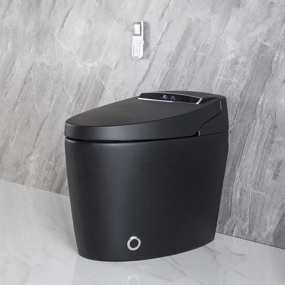 Modern White/Black Smart One-Piece 1.28 GPF Elongated Automatic Toilet & Bidet with Seat#Black-Standard