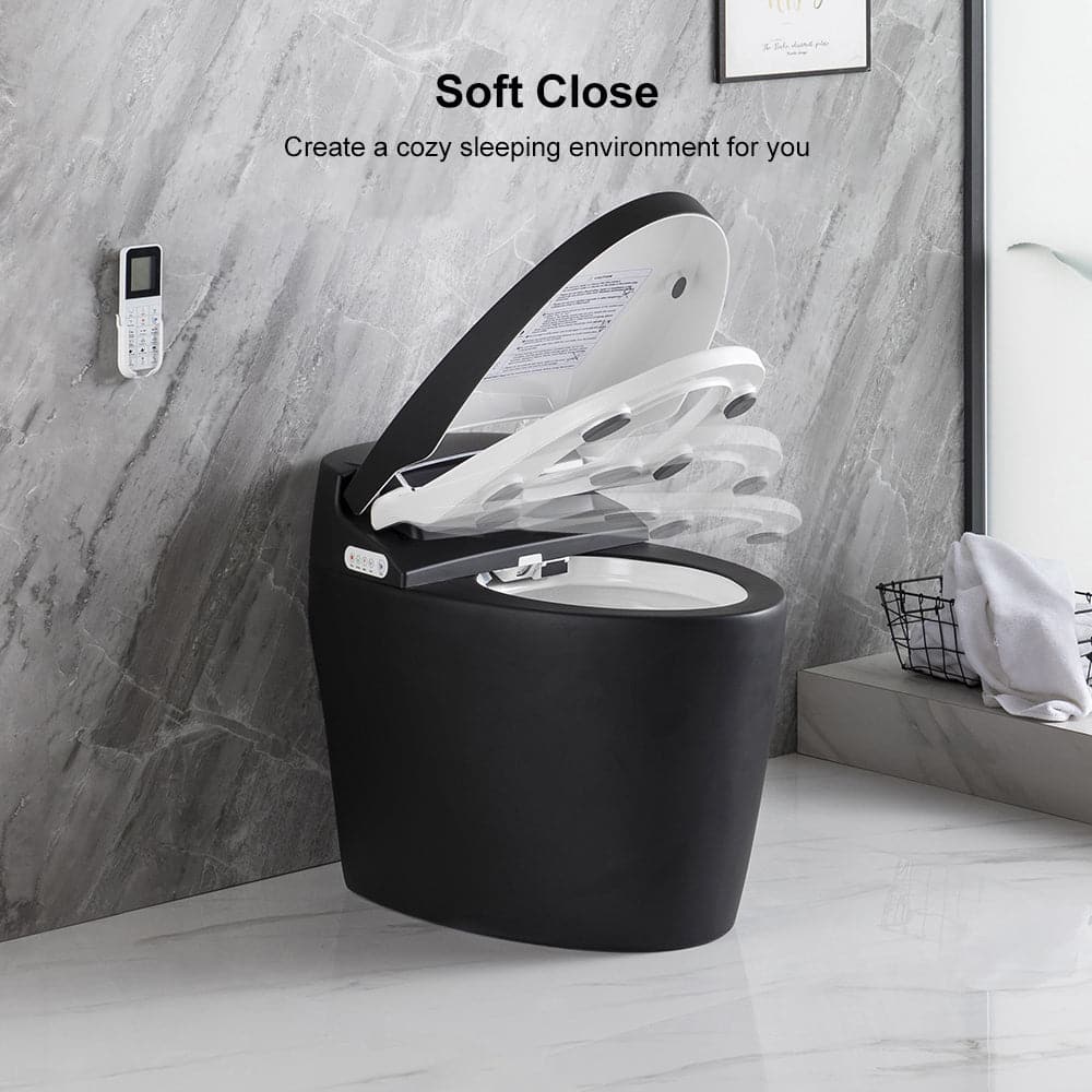 Modern White/Black Smart One-Piece 1.28 GPF Elongated Automatic Toilet & Bidet with Seat#Black-Automatic