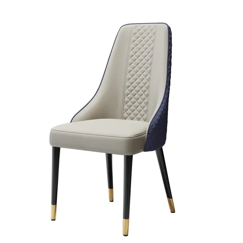 Modern Blue PU Leather High Back Dining Chair Upholstered Side