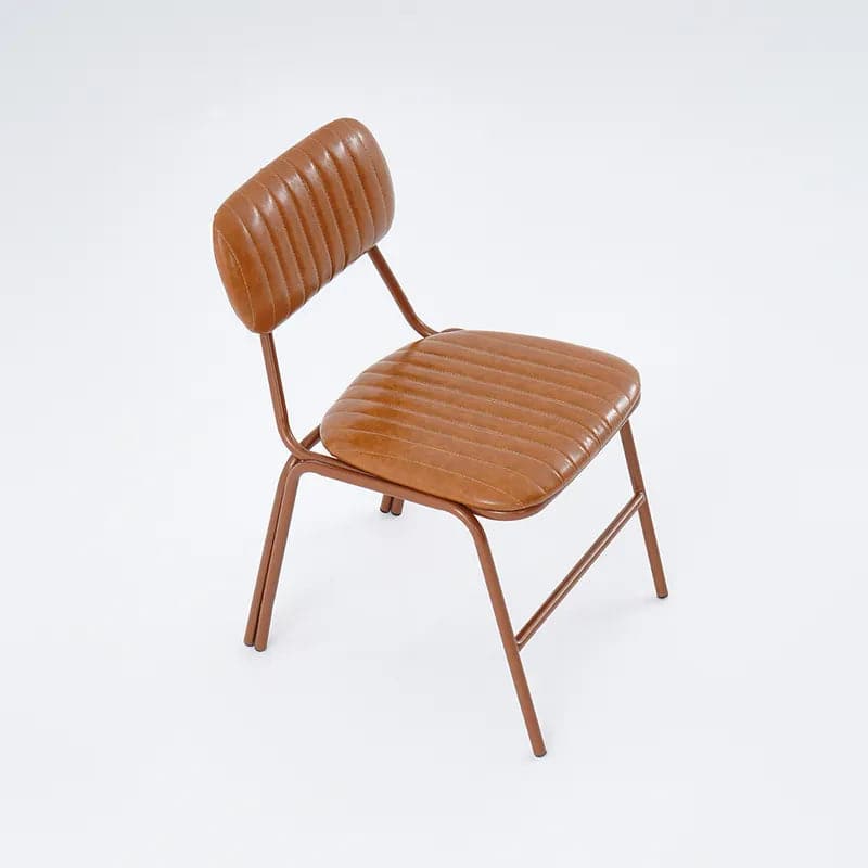 Chaises de salle à manger marron modernes (ensemble de 2) avec revêtement en similicuir et structure en métal