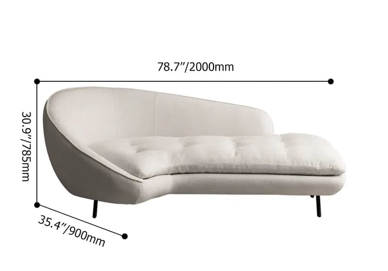 Modern Chaise Longue Sofa Upholstered Linen Sofa 3-Seater Sofa in Steel Legs