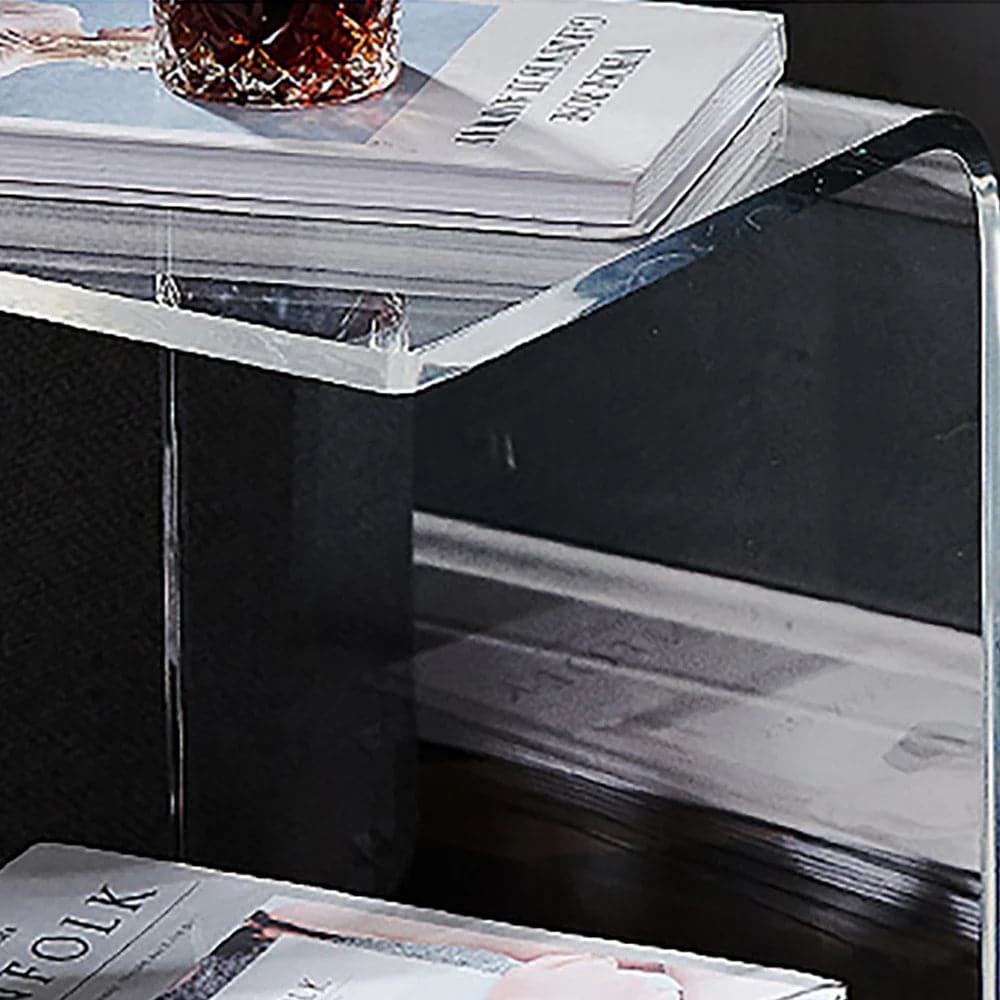 Modern Clear Acrylic End Table with Storage C-Shaped Side Table