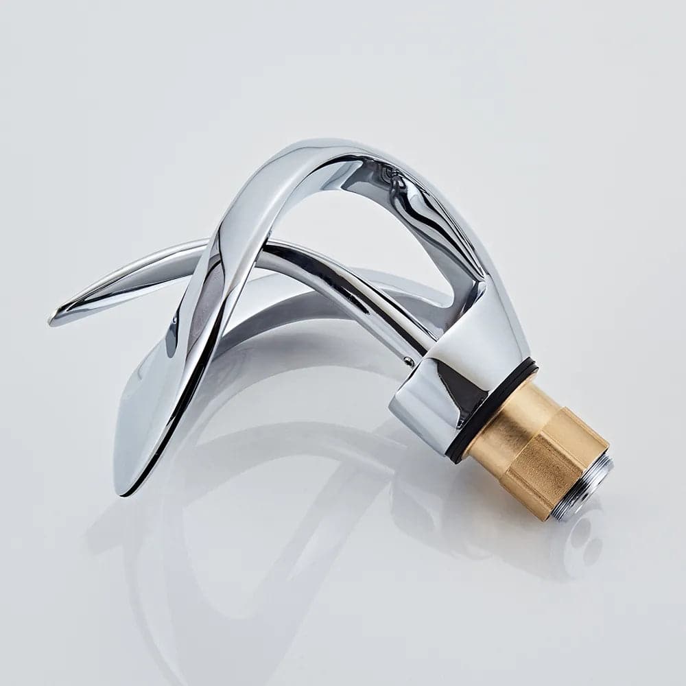 Modern Elegant Waterfall Bathroom Sink Faucet Single Handle Solid Brass in Chrome#Chrome