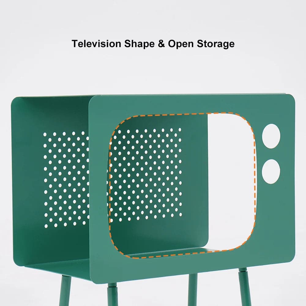 Modern End Table in Television Shape Hollow Side Table in Fresh Green