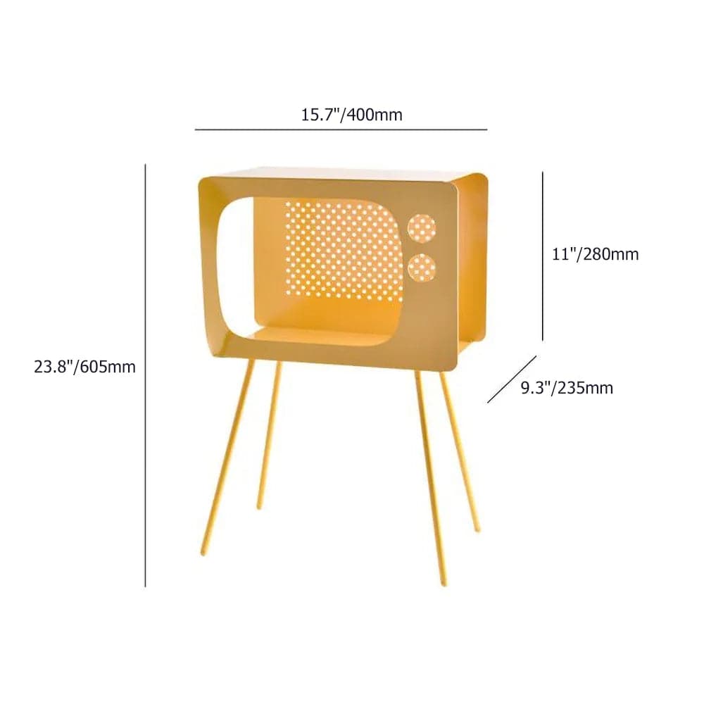 Modern End Table in Television Shape Hollow Side Table in Fresh Yellow