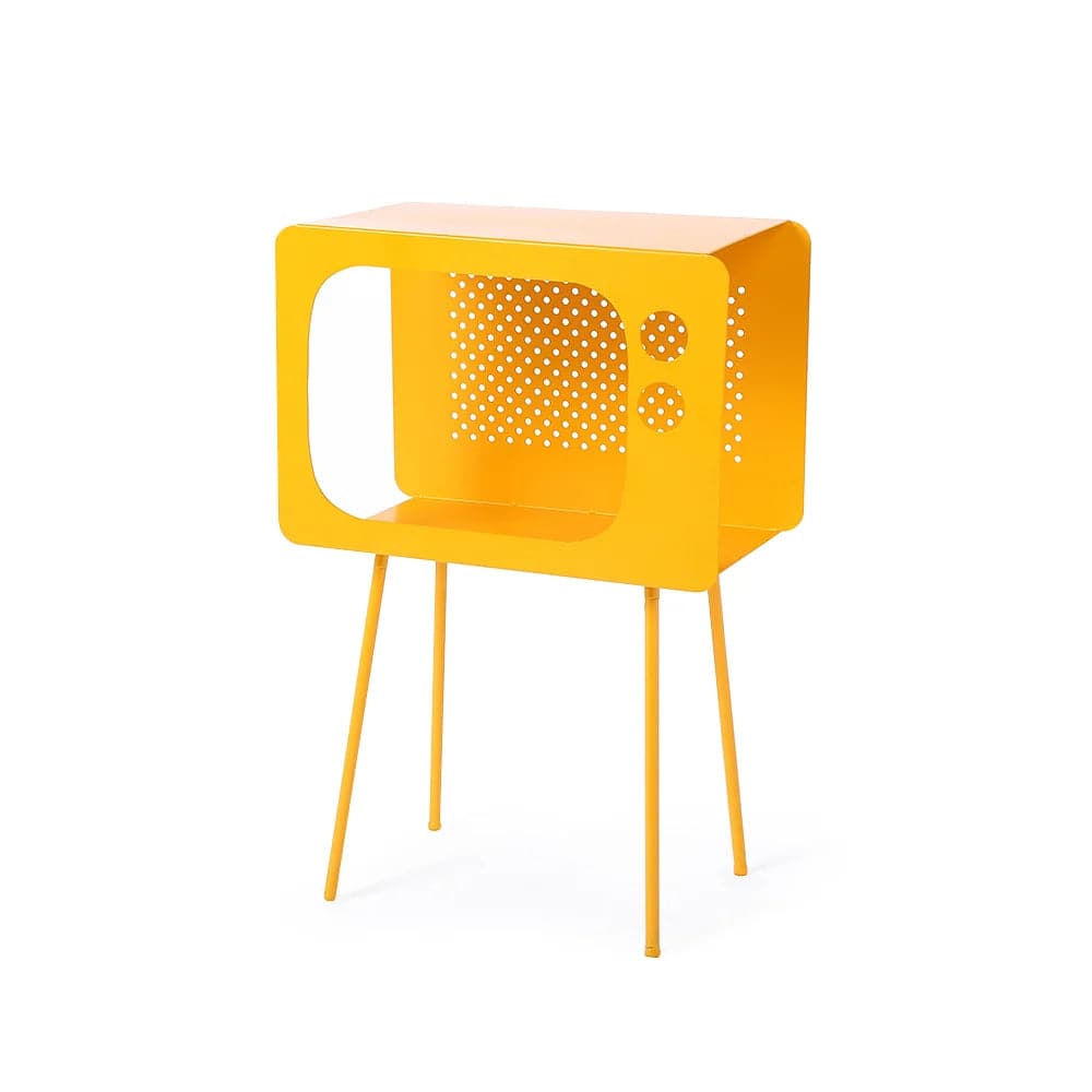 Modern End Table in Television Shape Hollow Side Table in Fresh Yellow