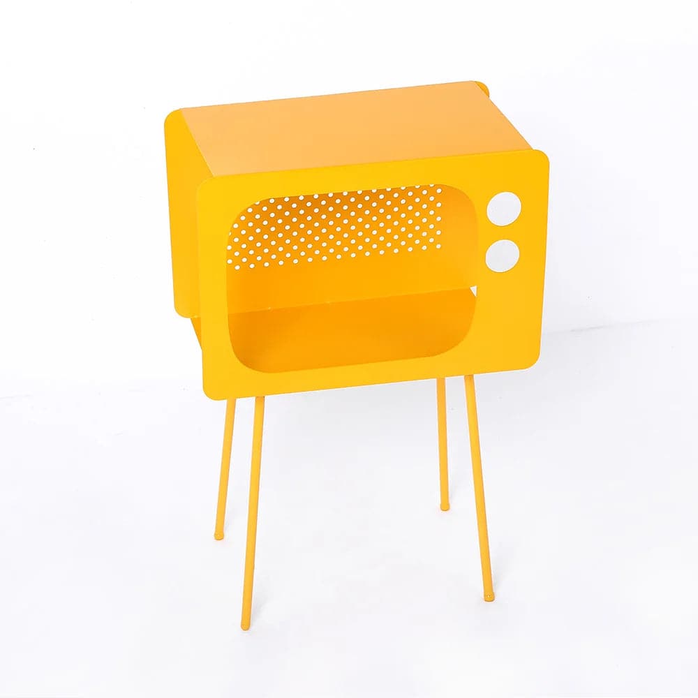 Modern End Table in Television Shape Hollow Side Table in Fresh Yellow