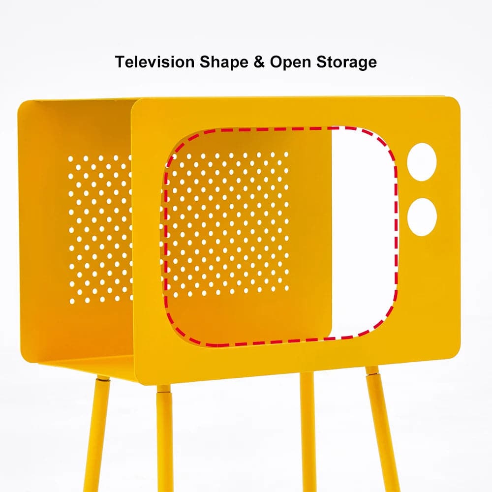 Modern End Table in Television Shape Hollow Side Table in Fresh Yellow