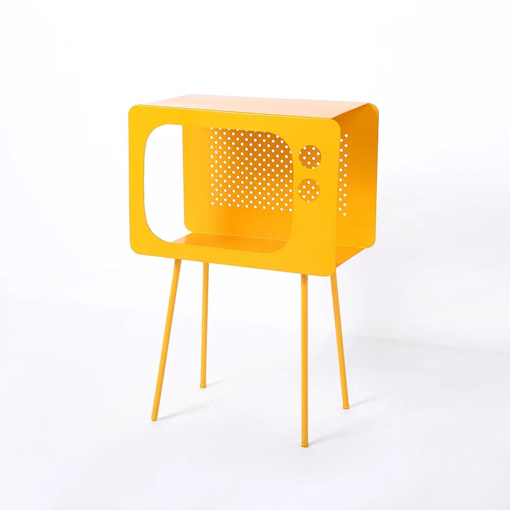 Modern End Table in Television Shape Hollow Side Table in Fresh Yellow