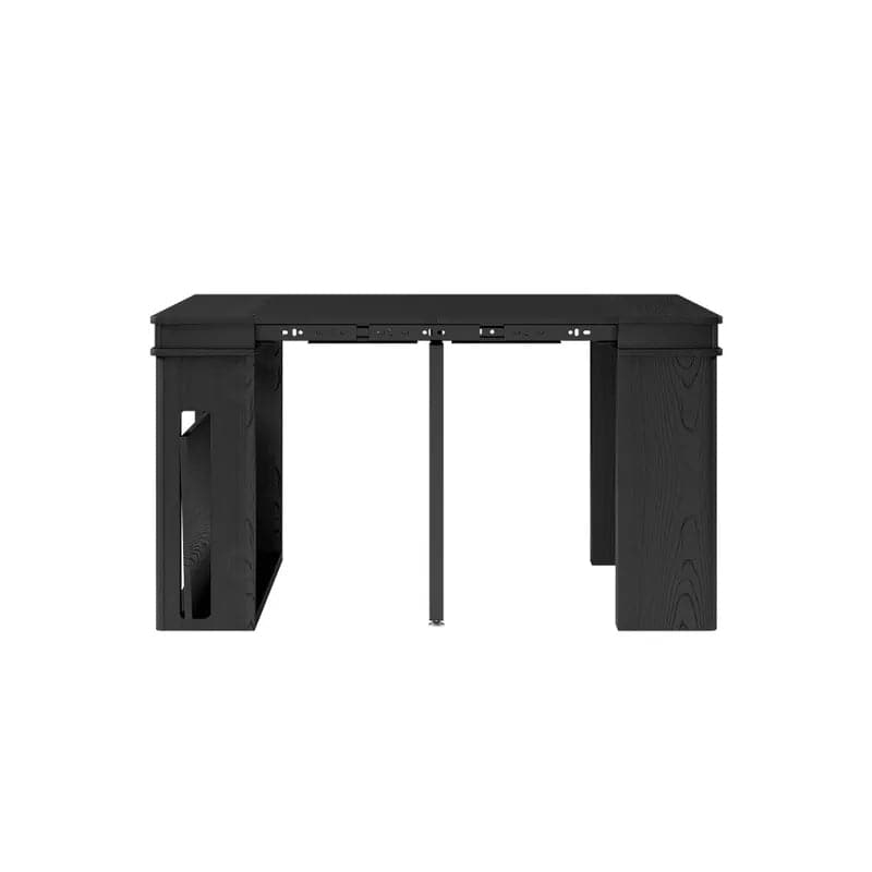 Modern Extendable Dining Table Rectangle Sideboard with Storage in Black