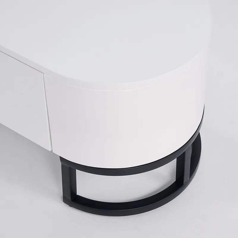 Modern Extending TV Stand with Storage Oval White and Black Media Console#White & Black