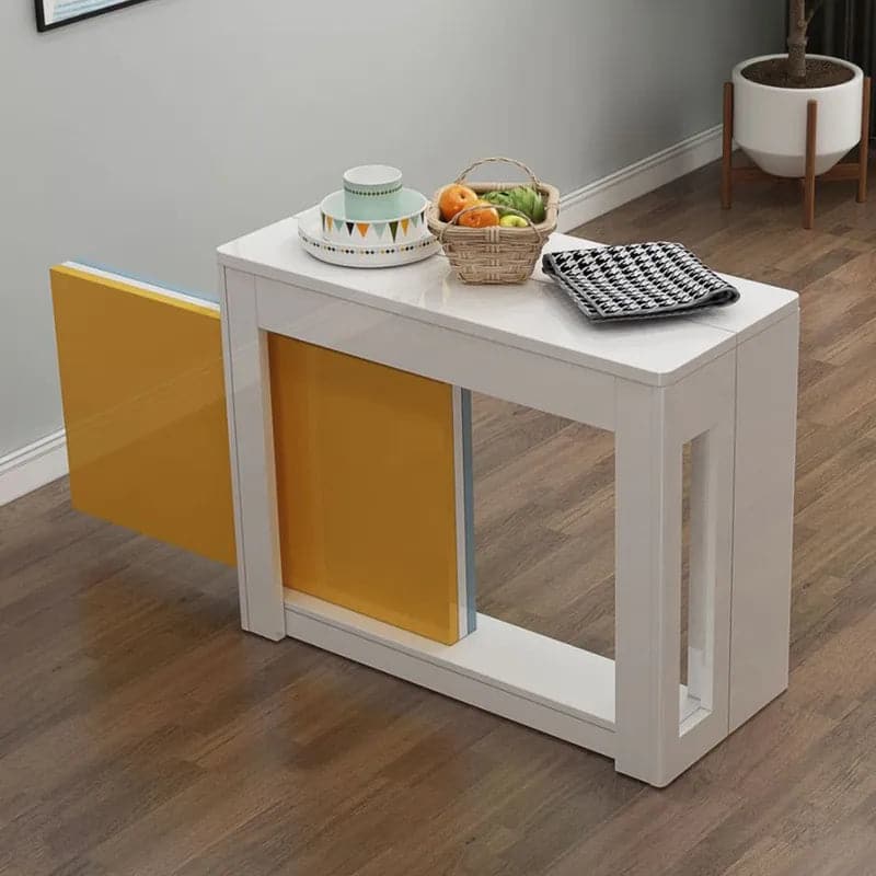Modern Folding White Dining Table Movable Writing Desk