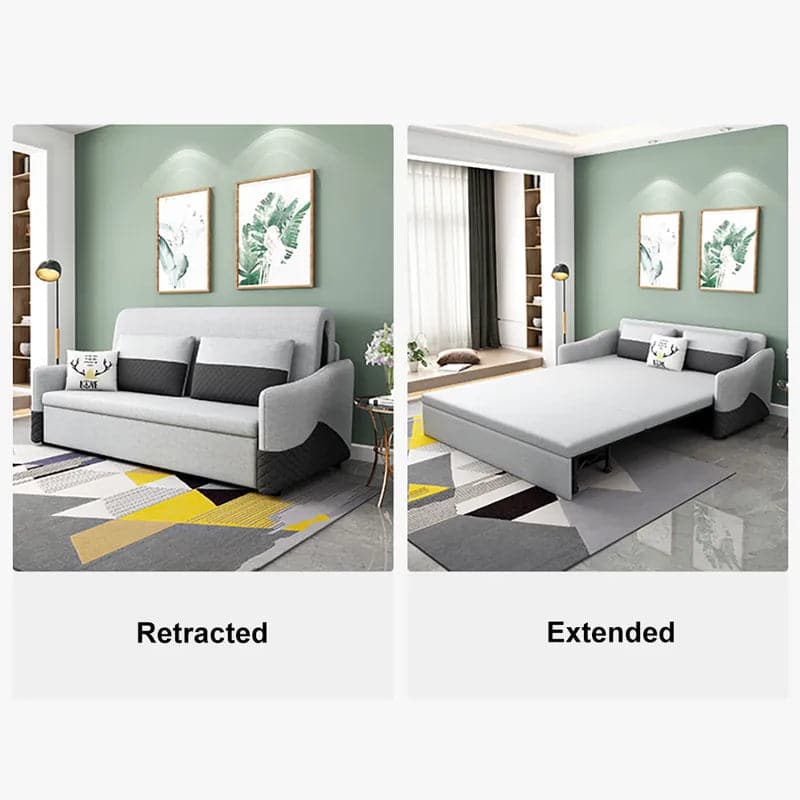 Modern Full Sleeper Sofa Linen Upholstered Convertible Sofa with Storage