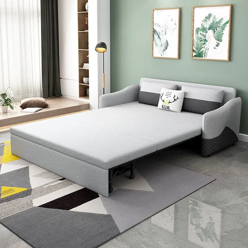 Canapé-lit moderne en lin, canapé convertible rembourré avec rangement