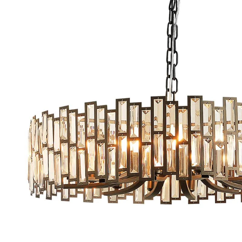 Lustre en cristal géométrique moderne à 10/14 lumières avec chaîne réglable en noir