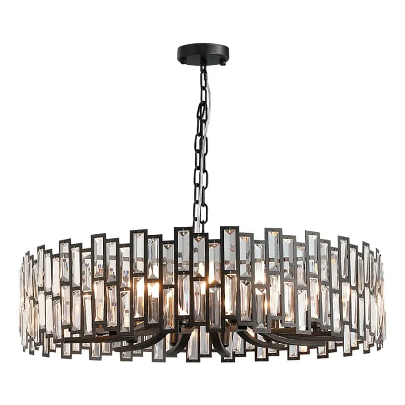 Lustre en cristal géométrique moderne à 10/14 lumières avec chaîne réglable en noir