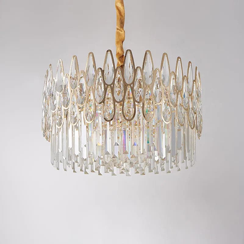 Lustre moderne en cristal doré à 6 lumières, 9 lumières et 14 lumières avec chaîne réglable