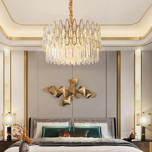 Modern Gold 6-Light 9-Light 14-Light Crystal Chandelier with Adjustable Chain