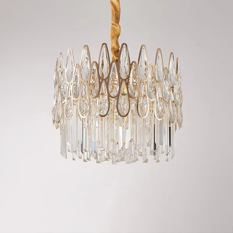 Lustre moderne en cristal doré à 6 lumières, 9 lumières et 14 lumières avec chaîne réglable