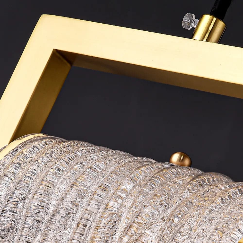 Modern Gold Pendant Light 1-Light Handmade Glass Waterfall for Bedroom and Living Room