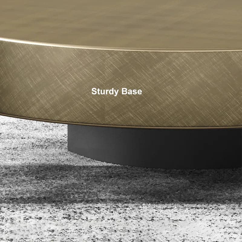 Ensemble de tables basses gigognes rondes modernes 2 pièces dorées et noires avec plateau en verre trempé