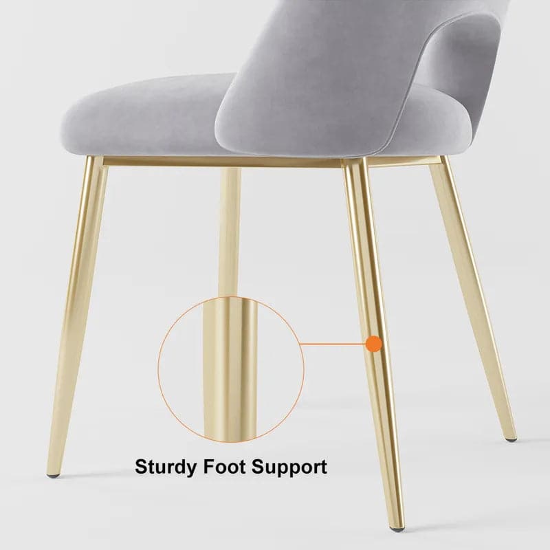 Chaises de salle à manger modernes rembourrées grises (ensemble de 2) avec dossier creux et pieds dorés