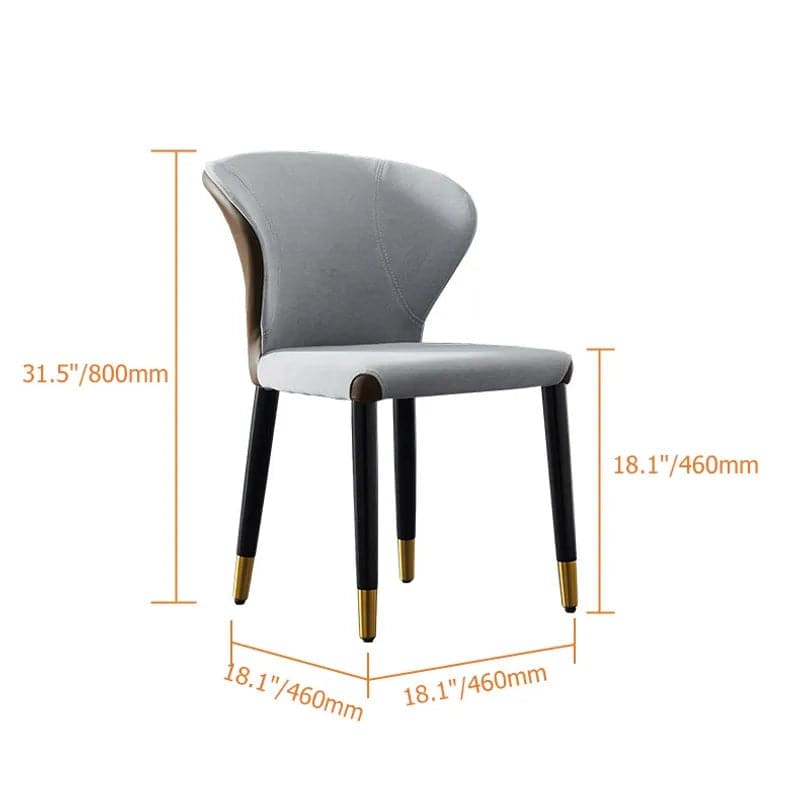 Chaises de salle à manger à oreilles rembourrées gris moderne (lot de 2) en cuir PU