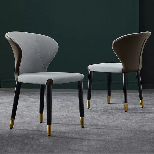 Chaises de salle à manger à oreilles rembourrées gris moderne (lot de 2) en cuir PU