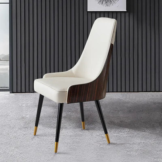 Chaise de salle à manger rembourrée moderne en similicuir à dossier haut et planche courbée 