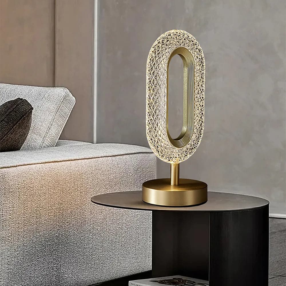 Modern LED Table Lamp Plug in Desk Lamps for Living Room Ring Shape in Gold