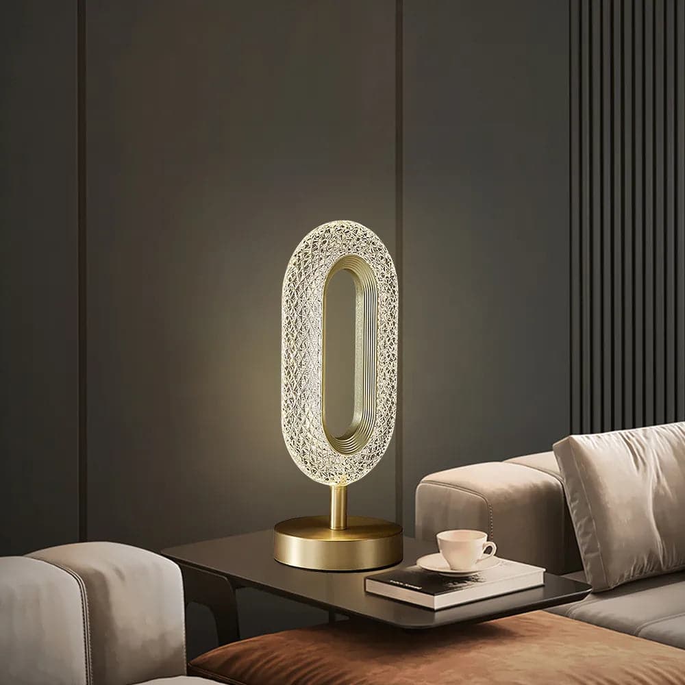 Modern LED Table Lamp Plug in Desk Lamps for Living Room Ring Shape in Gold