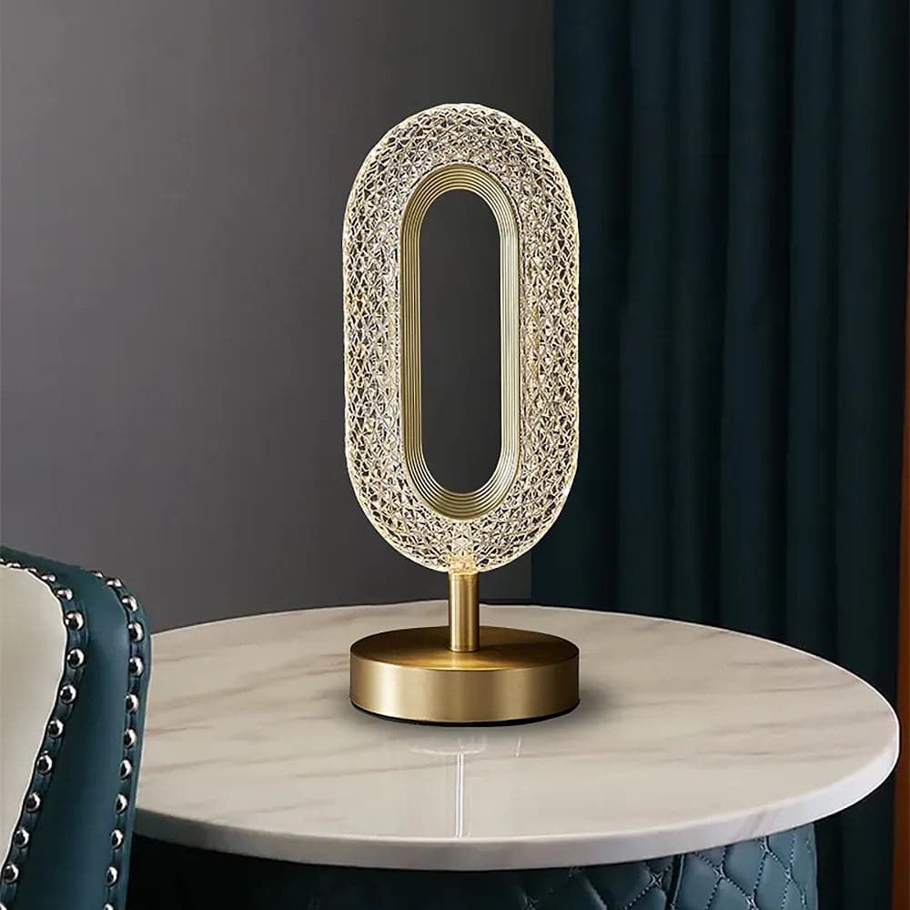 Modern LED Table Lamp Plug in Desk Lamps for Living Room Ring Shape in Gold