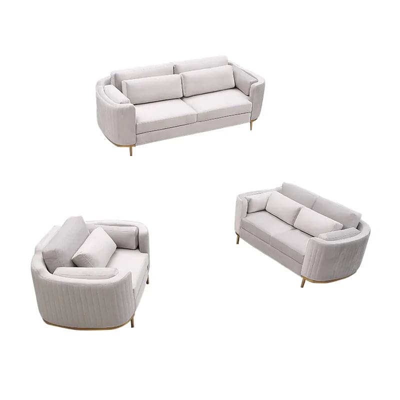 ModernLivingRoomSetsGrayVelvetUpholsteredChair_Loveseat_Sofa3Pieces#Gray