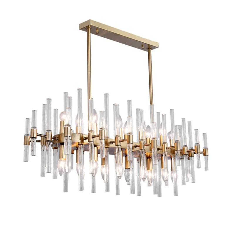 Modern Metal & Glass 20-Light Kitchen Island Pendant Light Chandelier in Brass