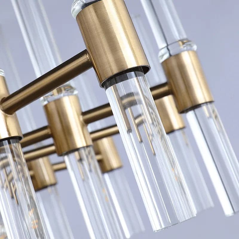 Modern Metal & Glass 20-Light Kitchen Island Pendant Light Chandelier in Brass