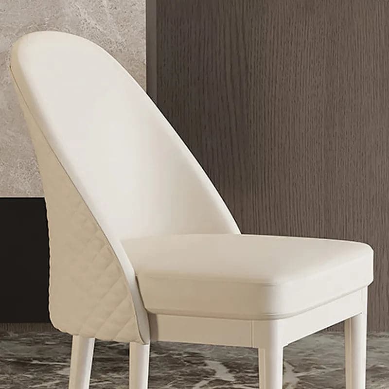 Chaise de salle à manger moderne minimaliste en simili cuir beige avec cadre en bois massif