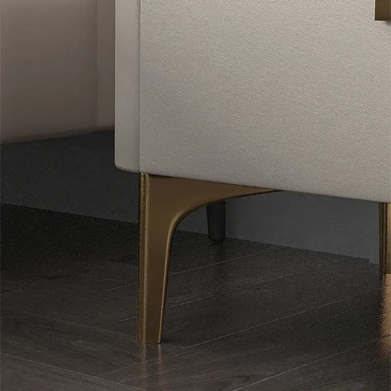 Modern Off White Nightstand 2-Drawer Bedside Cabinet with Sintered Stone Top