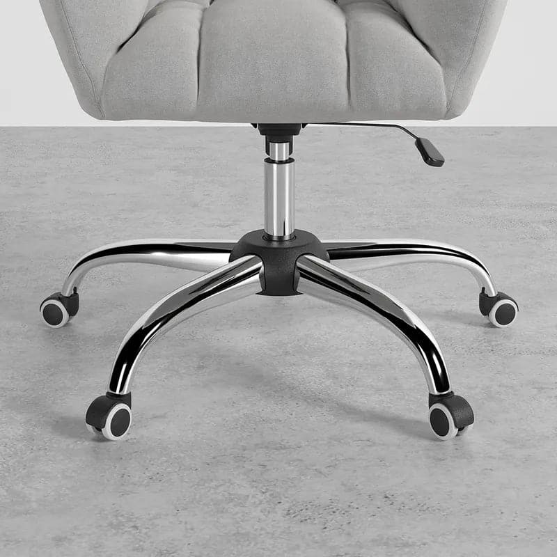 Modern Office Chair Upholstered Cotton & Linen Swivel Task Chair Height Adjustable#Gray