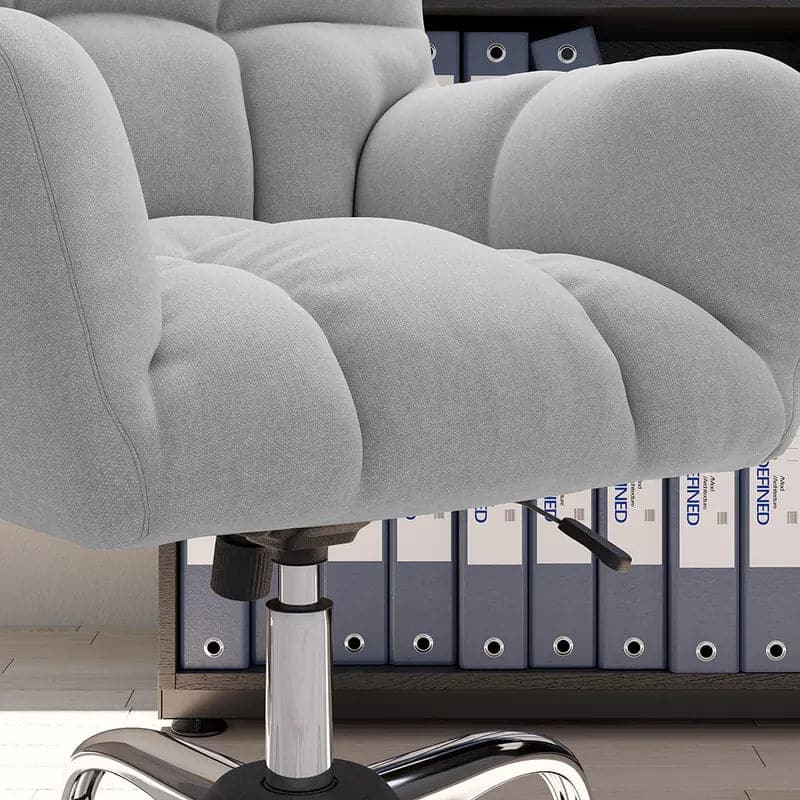 Modern Office Chair Upholstered Cotton & Linen Swivel Task Chair Height Adjustable#Gray