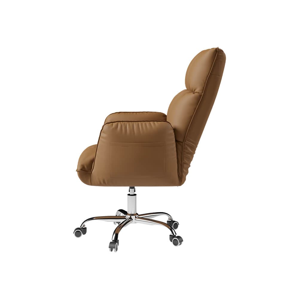 Modern PU Leather Task Chair Upholstered Swivel Office Chair Height Adjustable