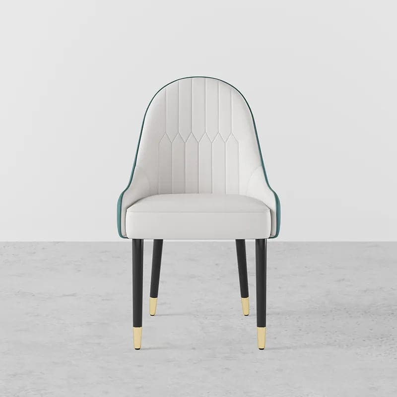 Chaises de salle à manger modernes en cuir PU (lot de 2) en blanc et vert avec pieds en métal