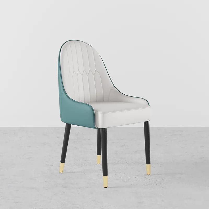 Chaises de salle à manger modernes en cuir PU (lot de 2) en blanc et vert avec pieds en métal