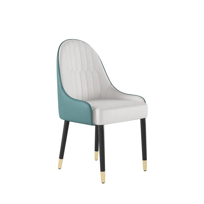 Modern PU Leather (Set of 2) Dining Chairs in White & Green with Metal Legs