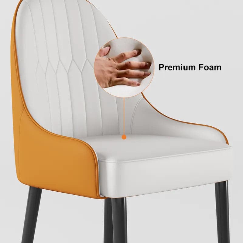 Chaises de salle à manger modernes en cuir PU (lot de 2) en blanc, orange et noir avec pieds en métal
